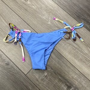 NWOT! Miss‎ Bikini Blue with Floral Print Ties